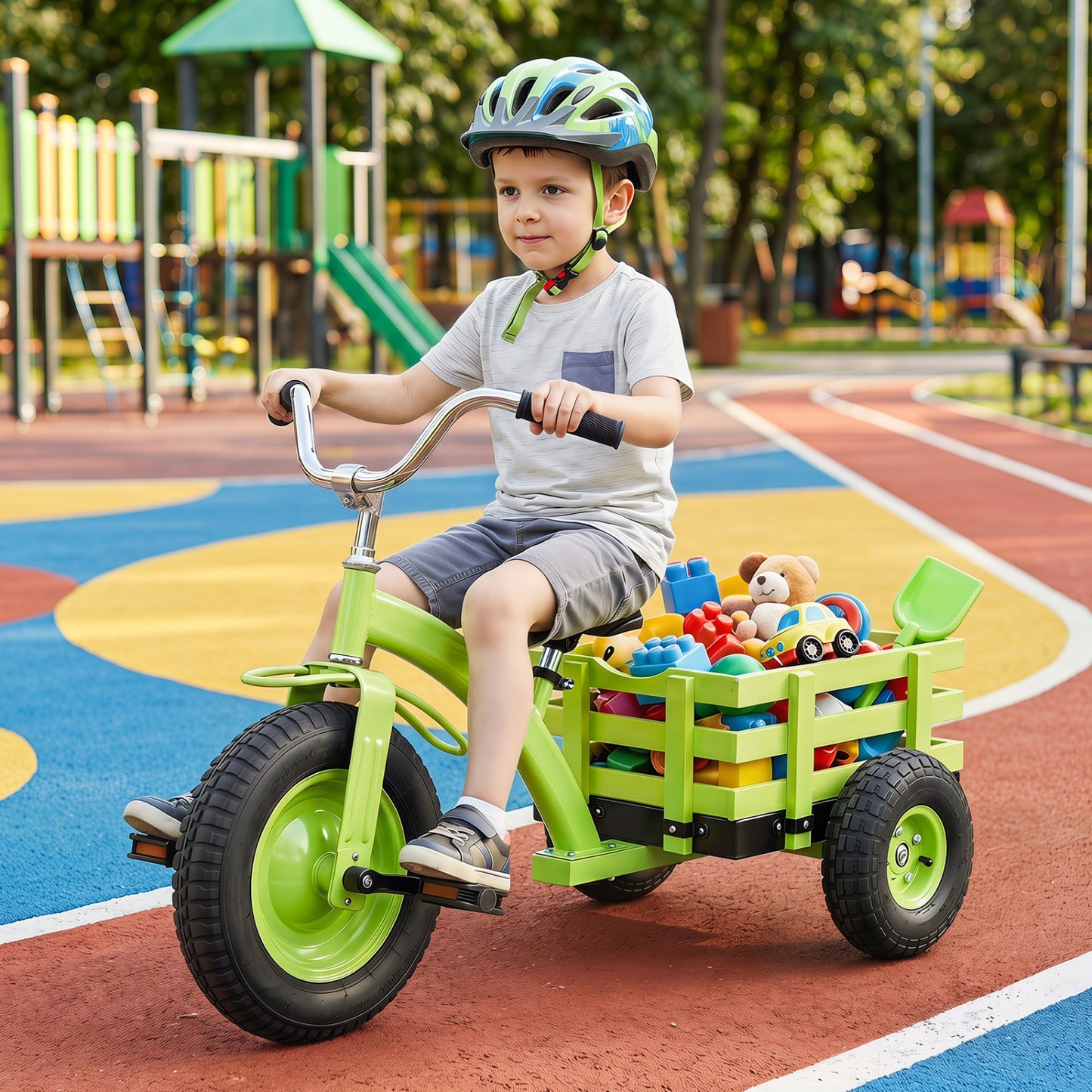 Kids Tricycle with 15 Inch Inflatable Rubber Tires , Green Kids Bike at Gallery Canada