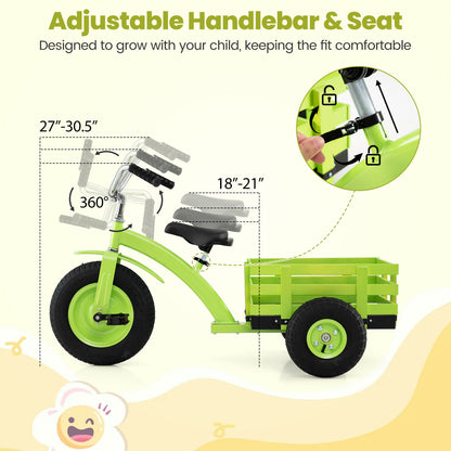 Kids Tricycle with 15 Inch Inflatable Rubber Tires , Green Kids Bike at Gallery Canada