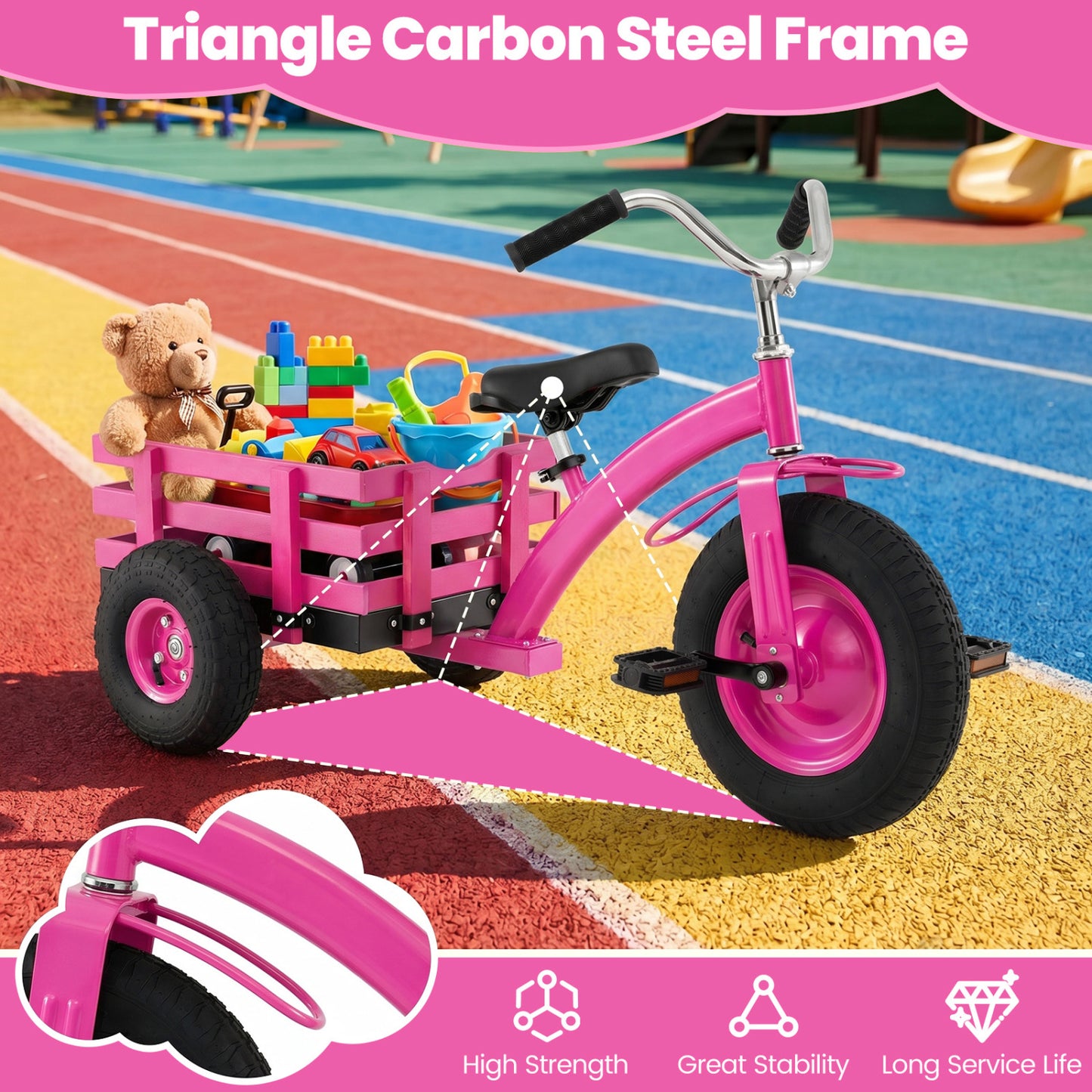 Kids Tricycle with 15 Inch Inflatable Rubber Tires , Pink Kids Bike at Gallery Canada
