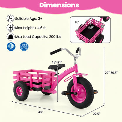 Kids Tricycle with 15 Inch Inflatable Rubber Tires , Pink Kids Bike at Gallery Canada