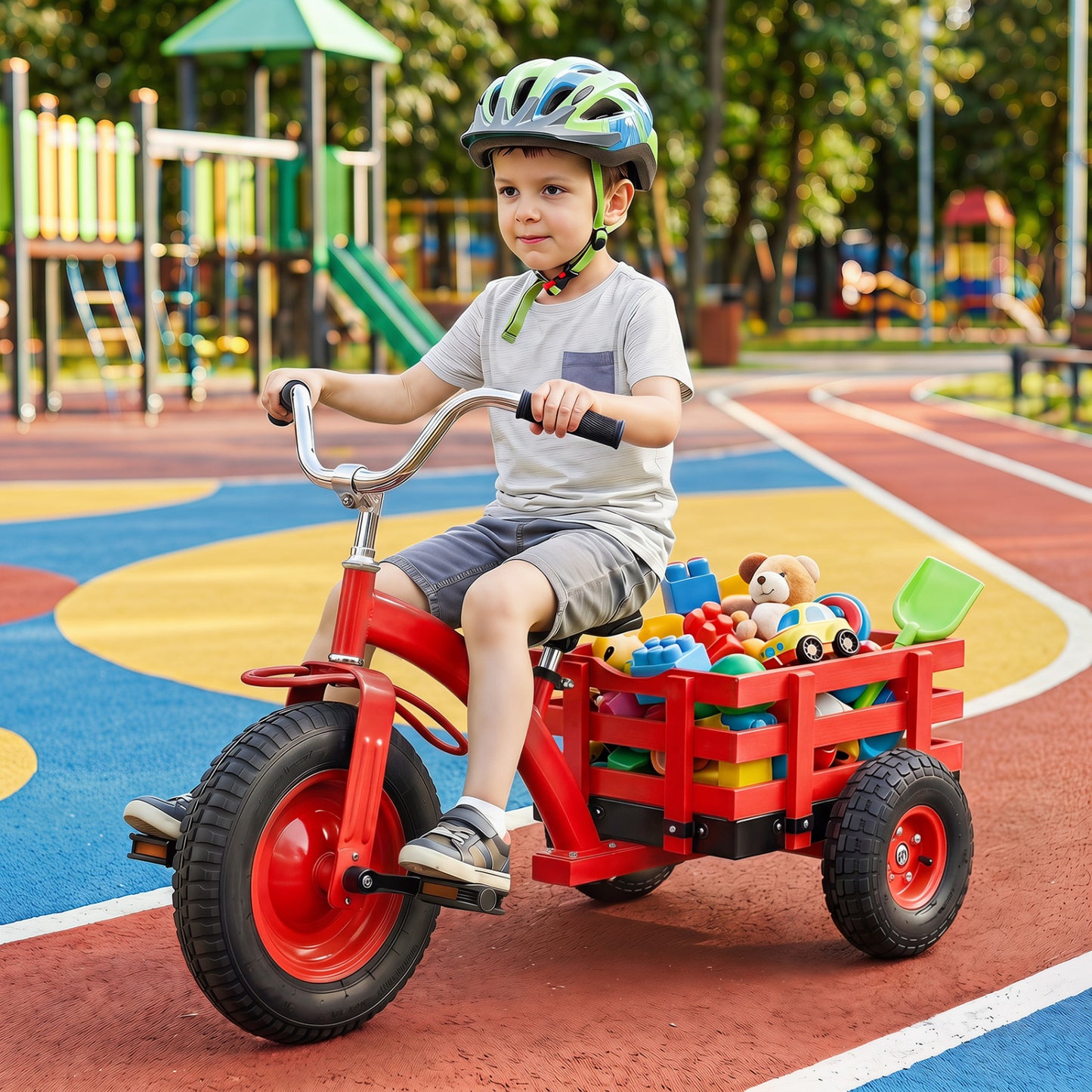 Kids Tricycle with 15 Inch Inflatable Rubber Tires, Red Kids Bike at Gallery Canada