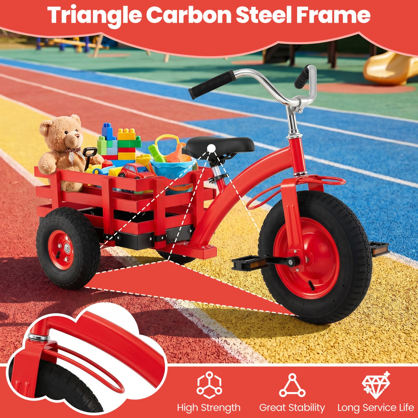 Kids Tricycle with 15 Inch Inflatable Rubber Tires, Red Kids Bike at Gallery Canada