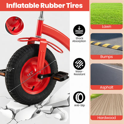 Kids Tricycle with 15 Inch Inflatable Rubber Tires, Red Kids Bike at Gallery Canada