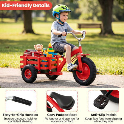Kids Tricycle with 15 Inch Inflatable Rubber Tires, Red Kids Bike at Gallery Canada