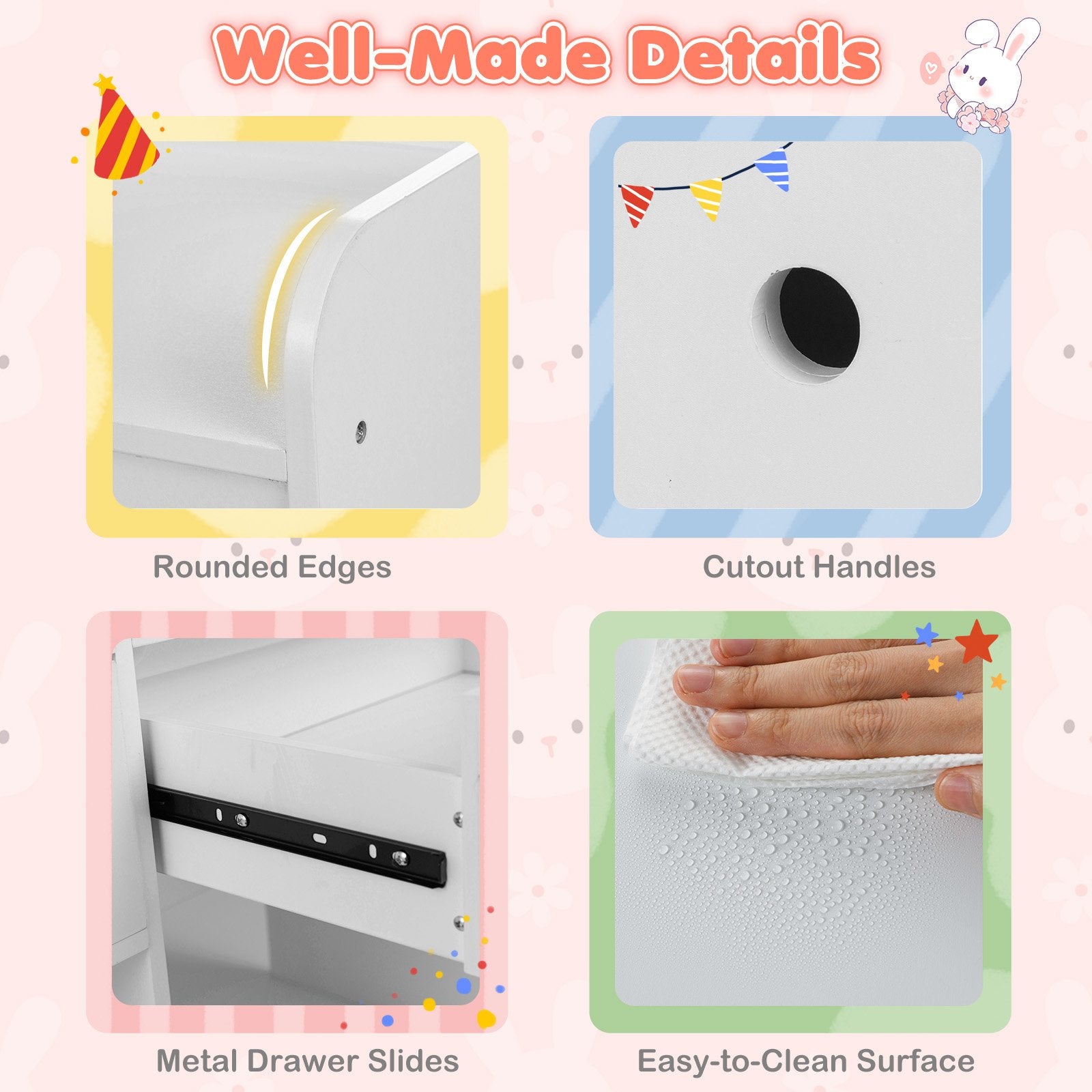 Kids Vanity Desk and Chair Set with Lights Open Shelves, White Kids Vanities at Gallery Canada