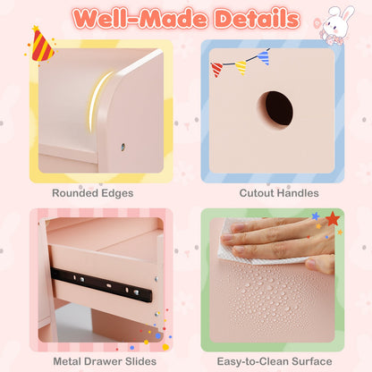 Kids Vanity Desk and Chair Set with Lights Open Shelves, Pink Kids Vanities at Gallery Canada