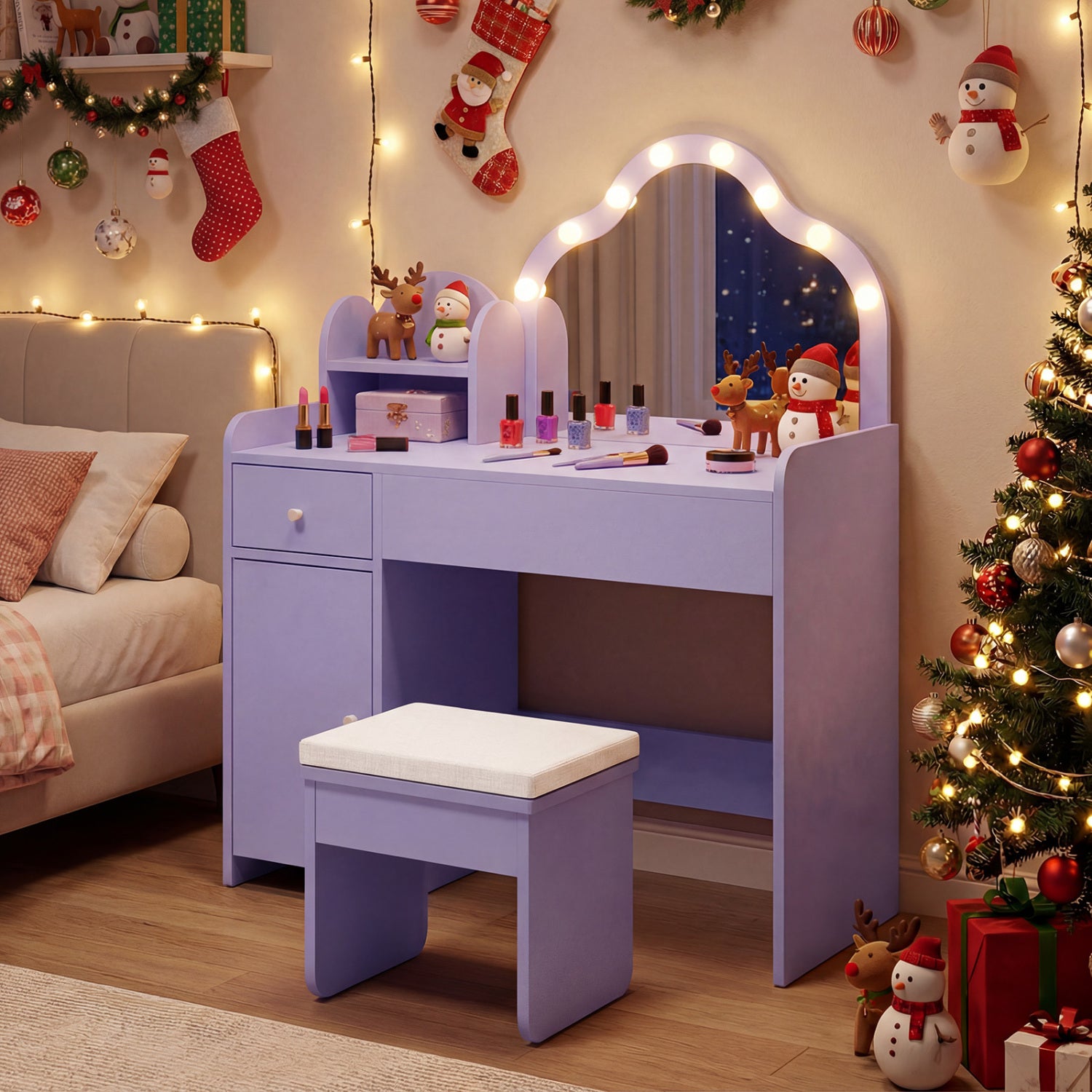 Kids Vanity Desk With Mirror And Lights, Purple Kids Vanities at Gallery Canada