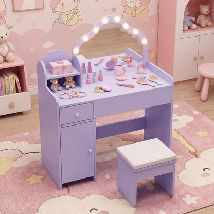 Kids Vanity Desk With Mirror And Lights, Purple Kids Vanities at Gallery Canada