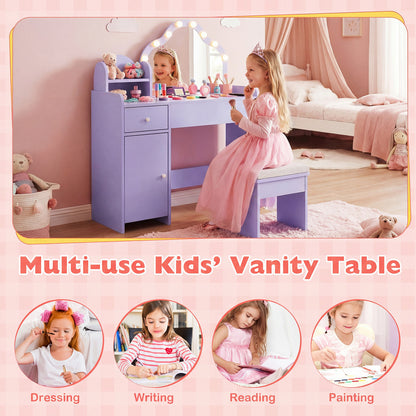Kids Vanity Desk With Mirror And Lights, Purple Kids Vanities at Gallery Canada