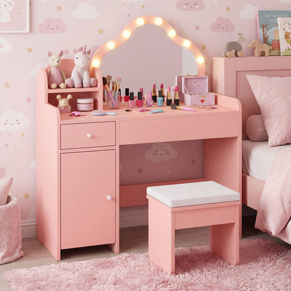 Kids Vanity Desk With Mirror And Lights, Pink Kids Vanities at Gallery Canada