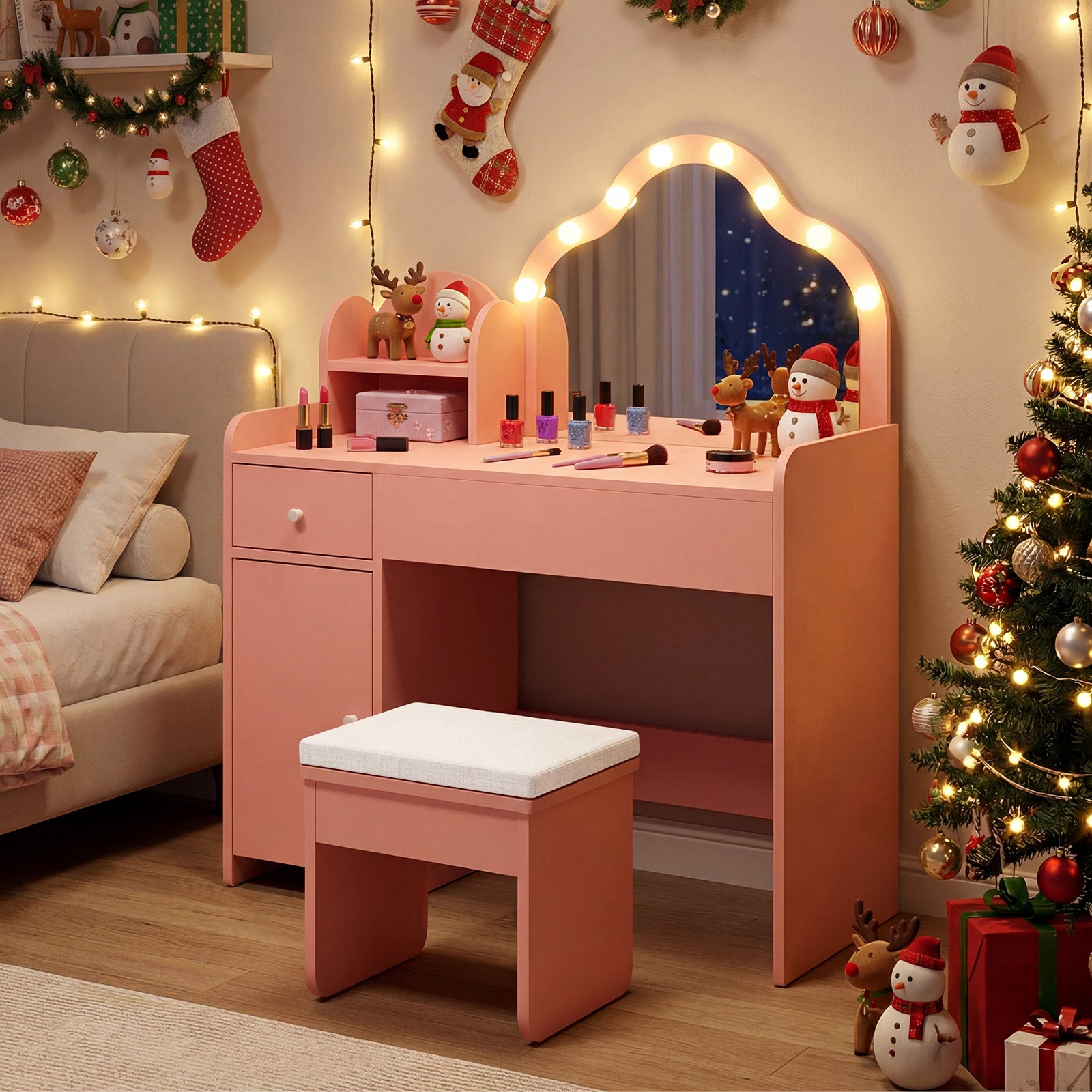 Kids Vanity Desk With Mirror And Lights, Pink Kids Vanities at Gallery Canada