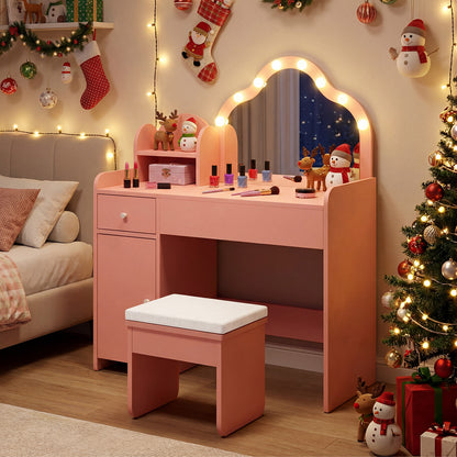 Kids Vanity Desk With Mirror And Lights, Pink Kids Vanities at Gallery Canada