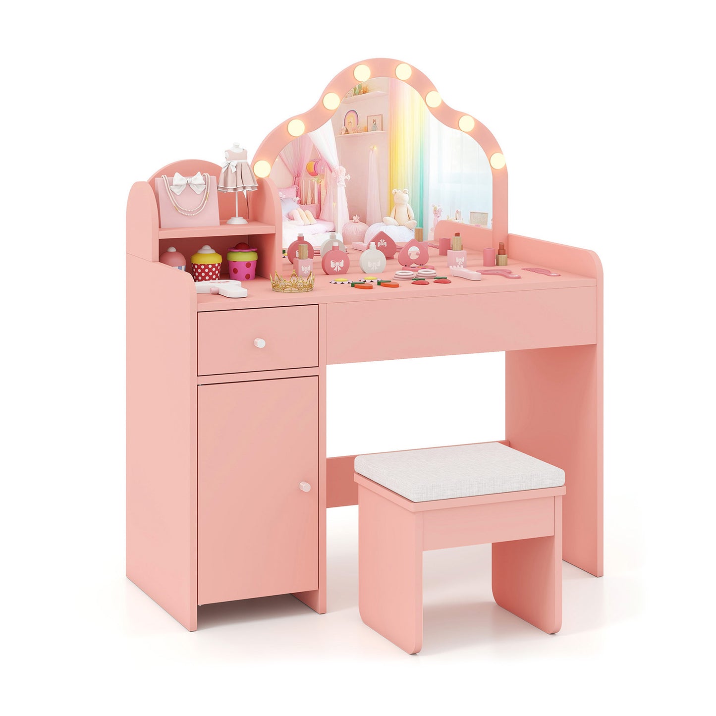 Kids Vanity Desk With Mirror And Lights, Pink Kids Vanities at Gallery Canada