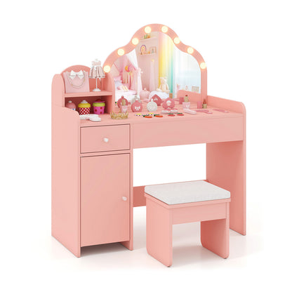 Kids Vanity Desk With Mirror And Lights, Pink Kids Vanities at Gallery Canada