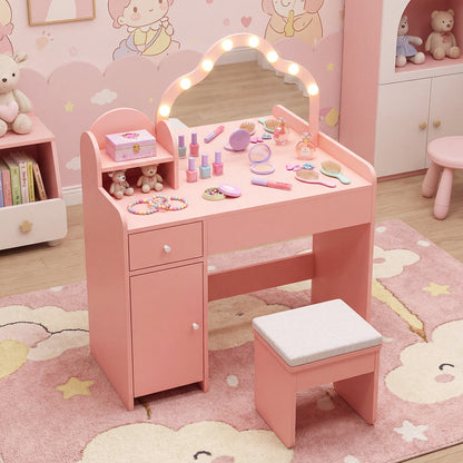 Kids Vanity Desk With Mirror And Lights, Pink Kids Vanities at Gallery Canada