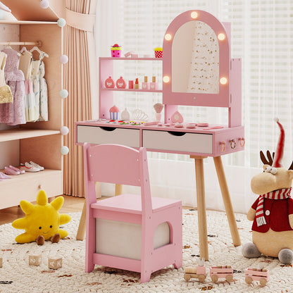 Kids Vanity Set With 3-Color Lighting, Adjustable Brightness, Pink Kids Vanities at Gallery Canada