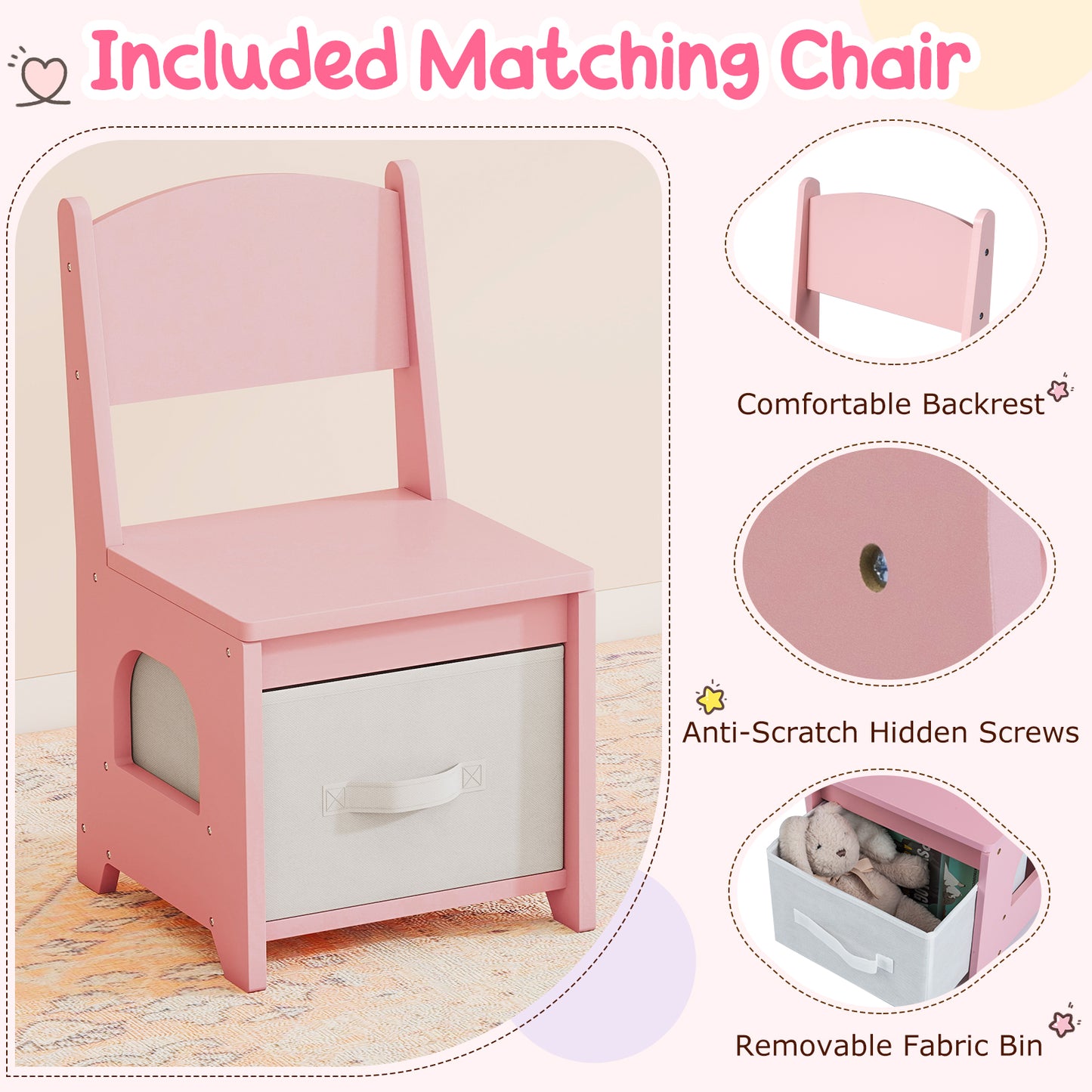 Kids Vanity Set With 3-Color Lighting, Adjustable Brightness, Pink Kids Vanities at Gallery Canada