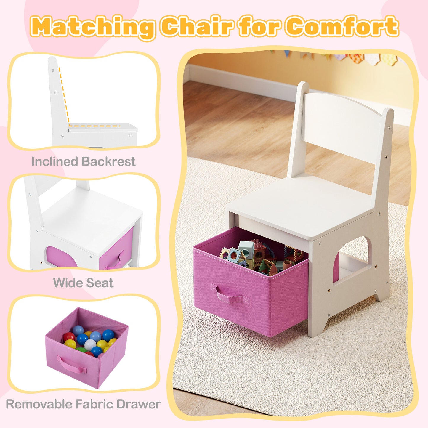 Kids Vanity Set Princess Girls Makeup Vanity Desk with Chair and 3-Color LED Lighted Mirror, White