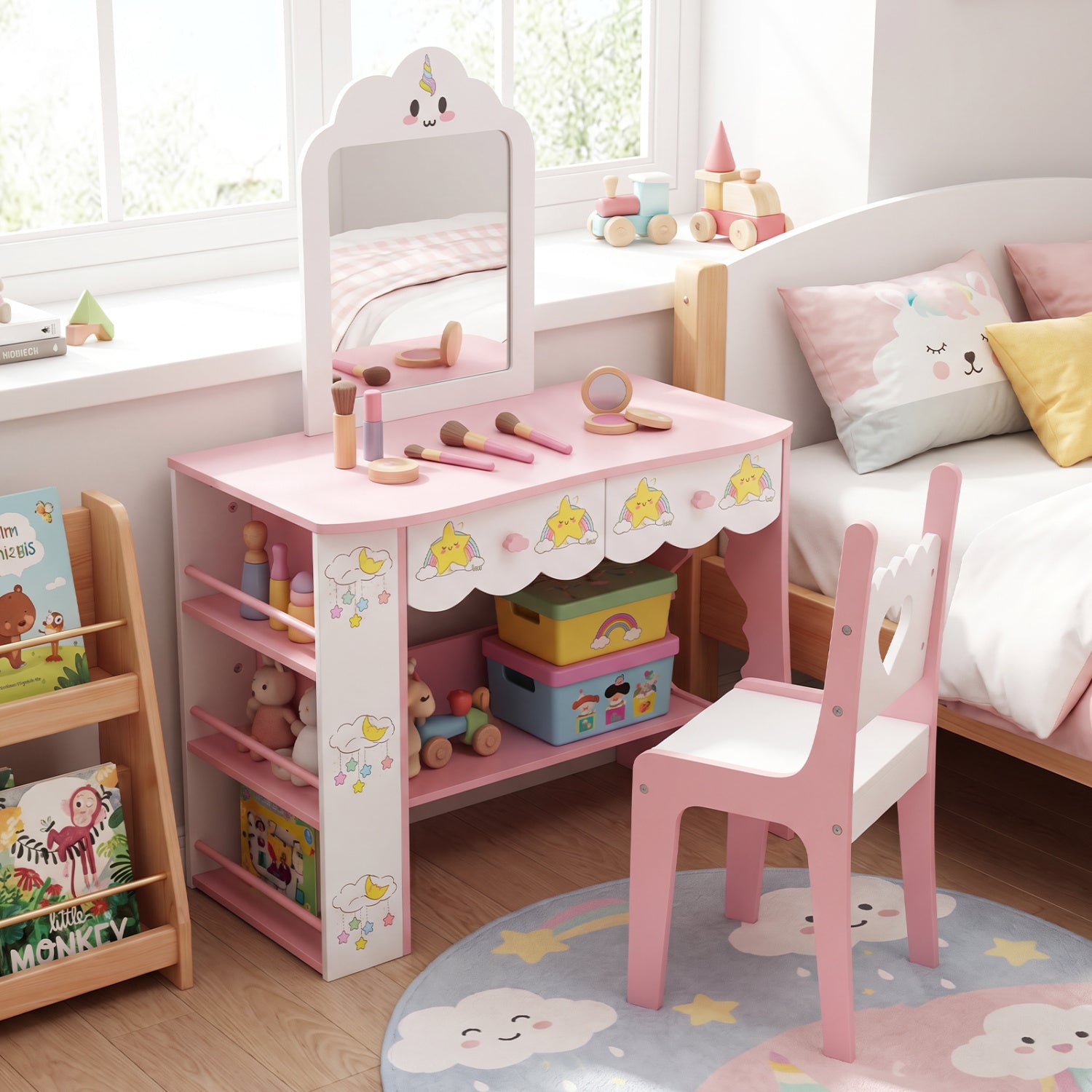 Kids Vanity Set With Mirror And Chair, White Kids Vanities at Gallery Canada