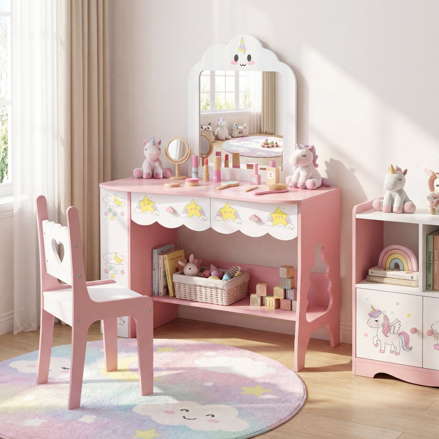 Kids Vanity Set With Mirror And Chair, White Kids Vanities at Gallery Canada