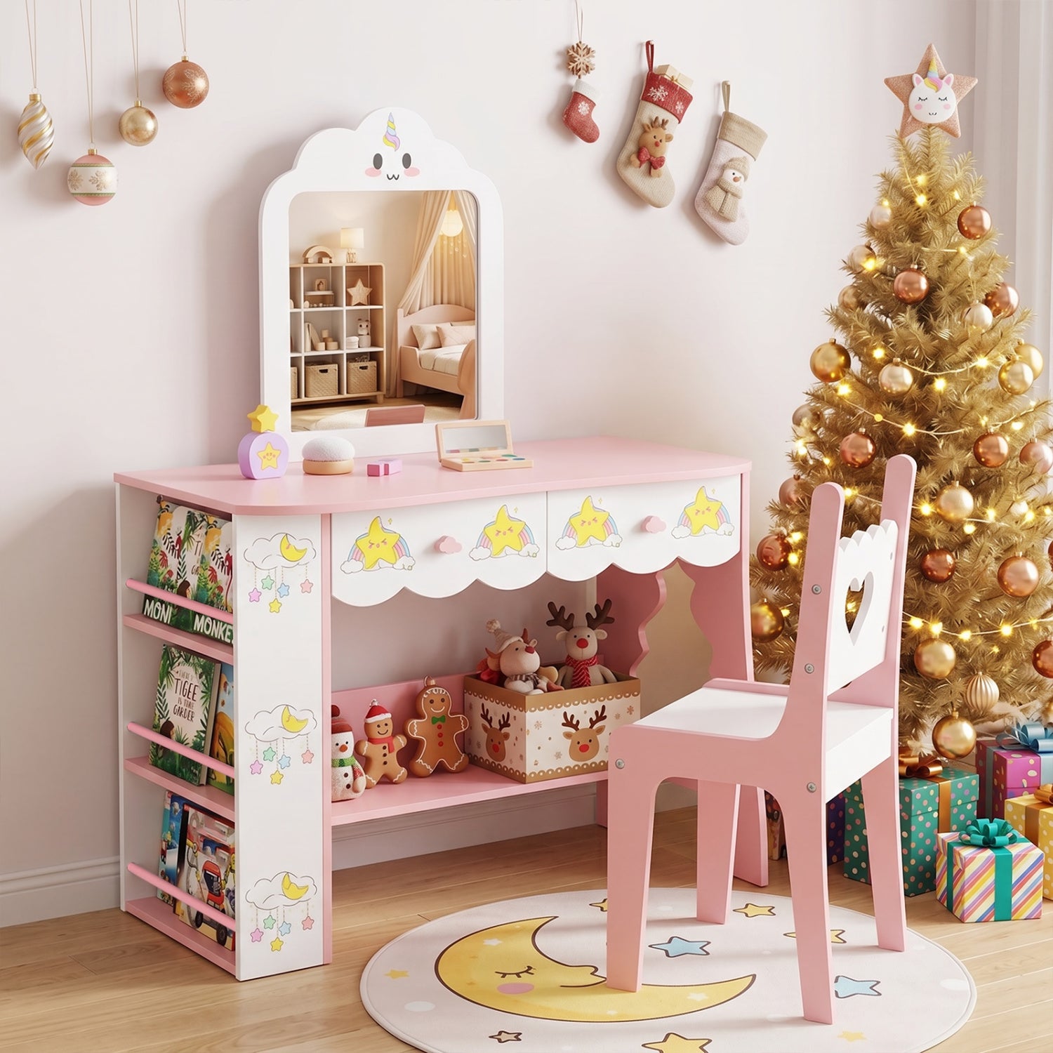 Kids Vanity Set With Mirror And Chair, White Kids Vanities at Gallery Canada