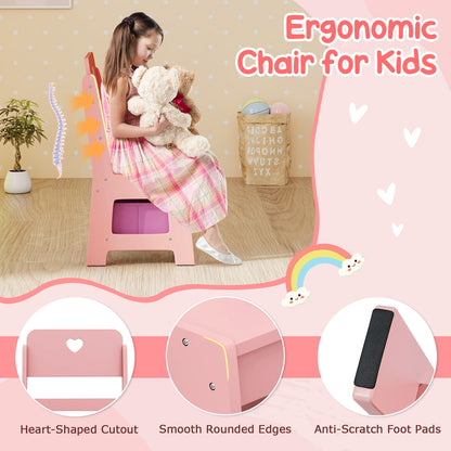 Kids Vanity Set with Colorful LED Lights Princess Makeup Dressing Table with Chair, Pink Kids Vanities at Gallery Canada
