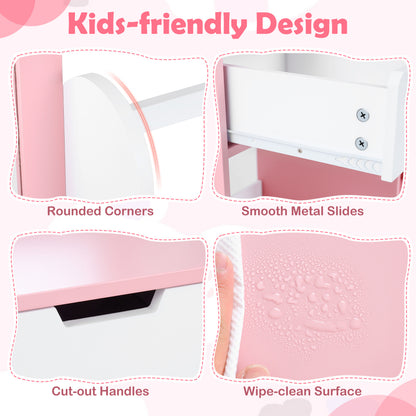 Kids Vanity Set With Chair, Mirror, Storage Shelves, Pink, White Kids Vanities at Gallery Canada
