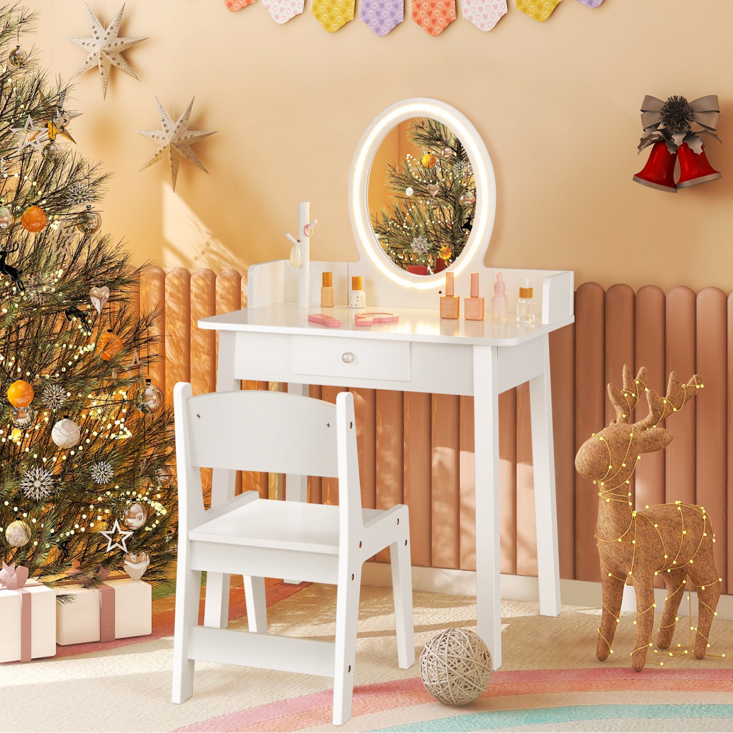 Kids Vanity Set With Lighted Mirror, White Kids Vanities at Gallery Canada