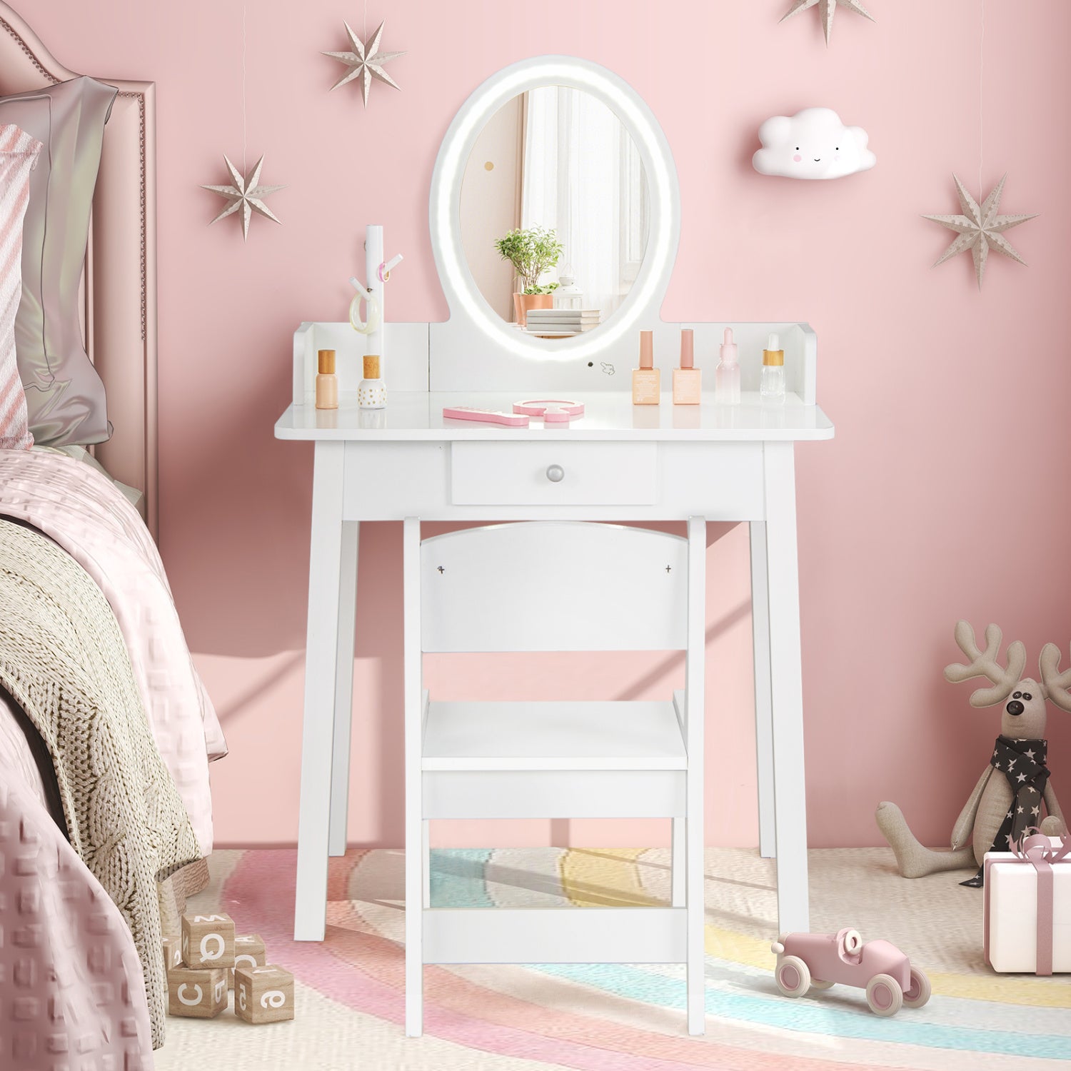 Kids Vanity Set With Lighted Mirror, White Kids Vanities at Gallery Canada