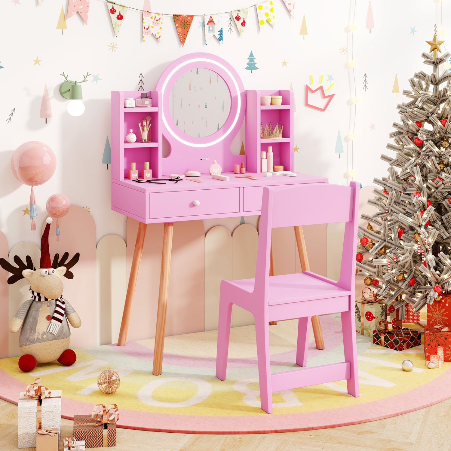 Kids Vanity Set With Lighted Mirror, Storage Drawers, Pink Kids Vanities at Gallery Canada