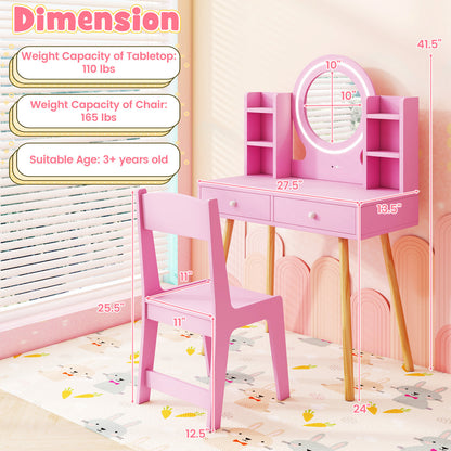 Kids Vanity Set With Lighted Mirror, Storage Drawers, Pink Kids Vanities at Gallery Canada