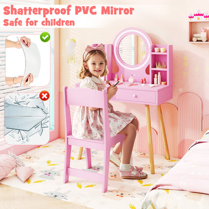 Kids Vanity Set With Lighted Mirror, Storage Drawers, Pink Kids Vanities at Gallery Canada