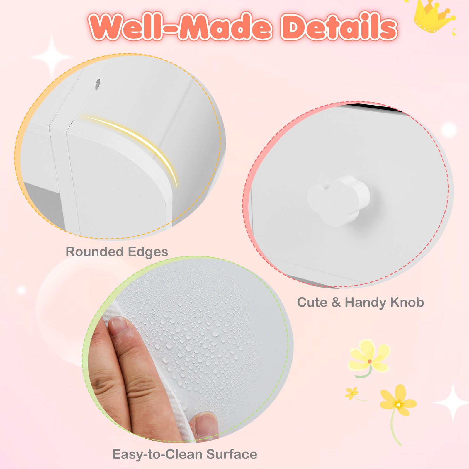 Kids Vanity Table and Chair Set with Lighted Mirror for Kids Aged 3+ Years Old, White Kids Vanities at Gallery Canada