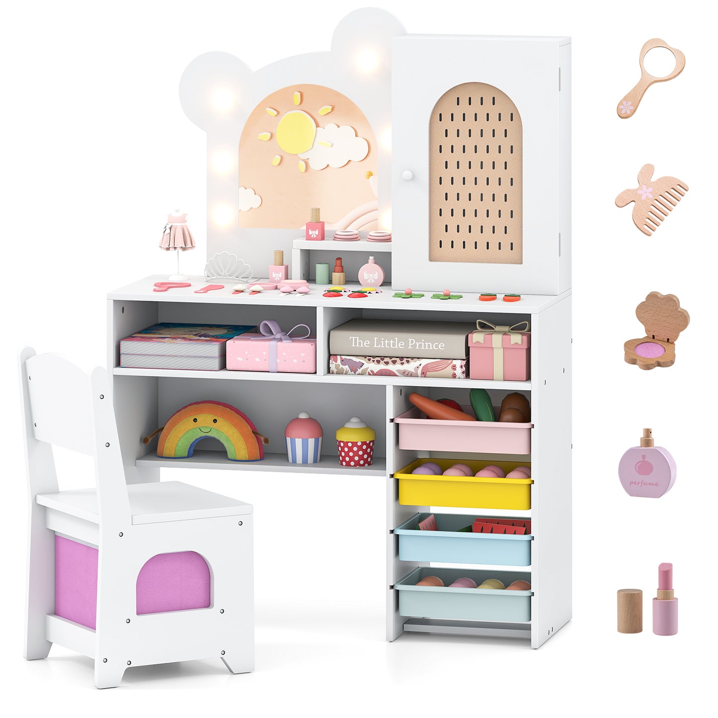 Kids Vanity with Lights and 5 Drawers for Kids Aged 3+ Years Old, White Kids Vanities at Gallery Canada