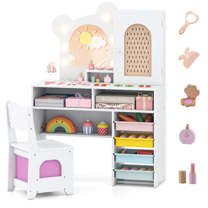 Kids Vanity with Lights and 5 Drawers for Kids Aged 3+ Years Old, White Kids Vanities at Gallery Canada