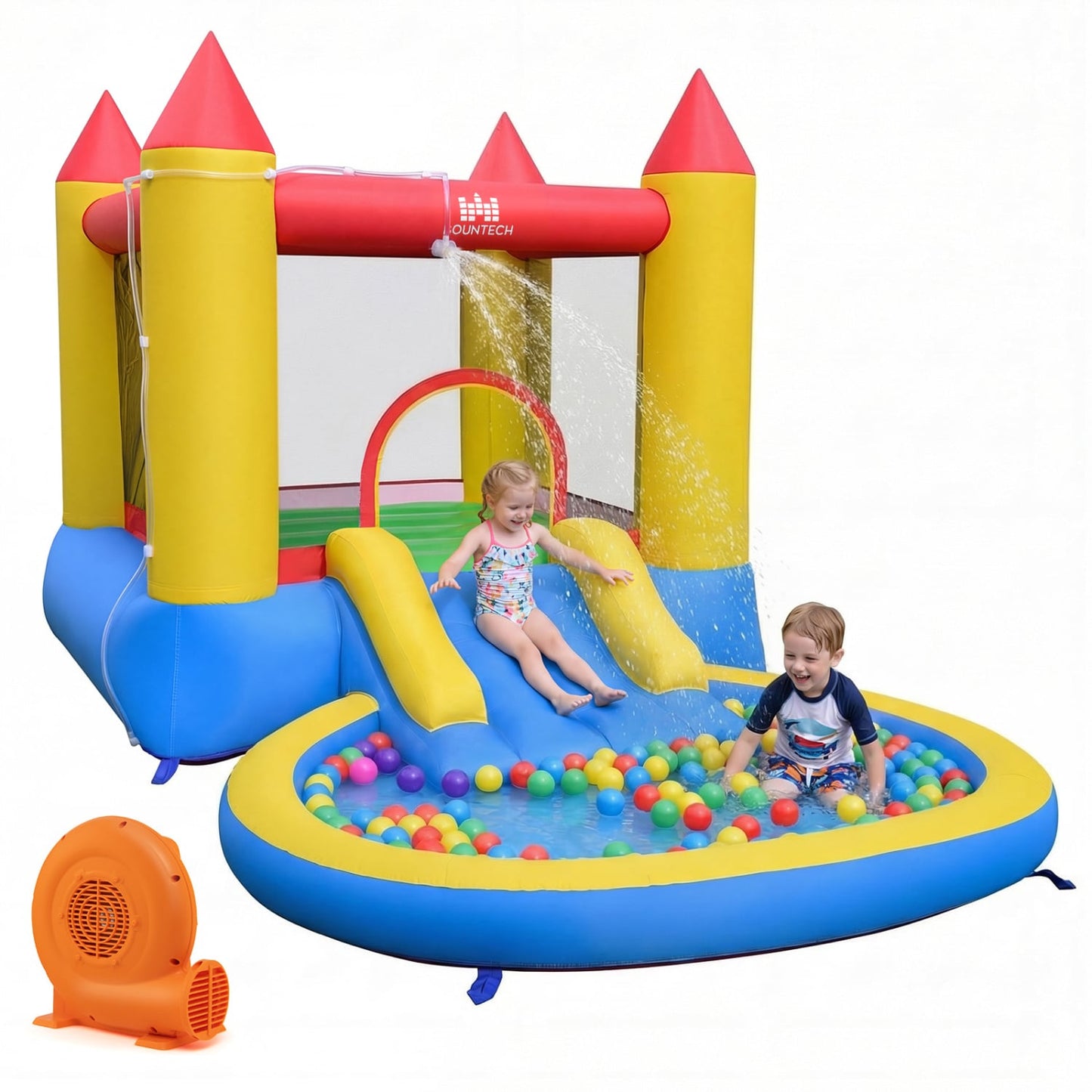Kids Water Park Wet Dry Splash Pool, 380W Blower