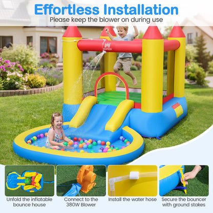 Kids Water Park Wet Dry Splash Pool, 380W Blower