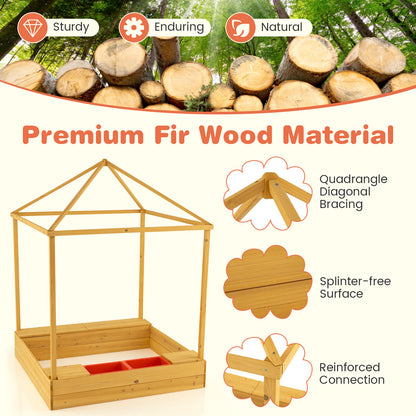 Kids Wooden Sandbox with Canopy Large Sand Pit with Mesh Windows and Bottom Liner, Multicolor Sandboxes at Gallery Canada