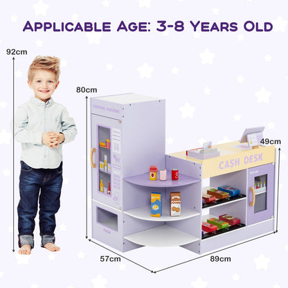 Kids Wooden Supermarket Play Toy Set with Checkout Counter, Purple Play Kitchen Sets at Gallery Canada