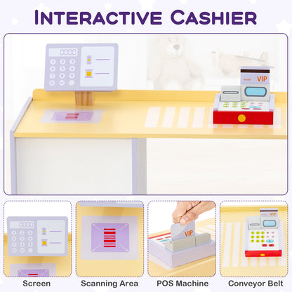 Kids Wooden Supermarket Play Toy Set with Checkout Counter, Purple Play Kitchen Sets at Gallery Canada