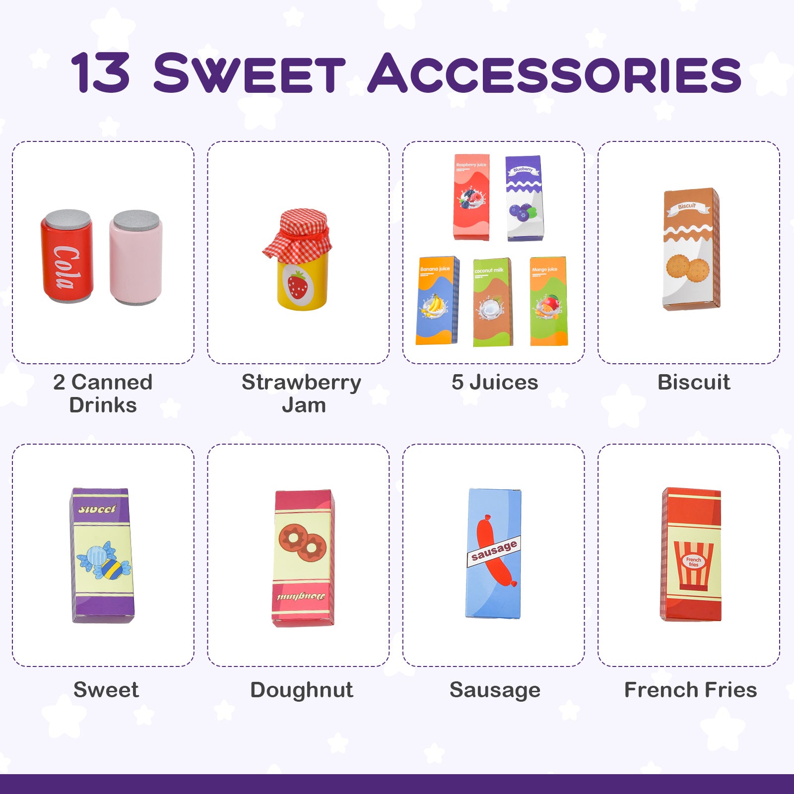 Kids Wooden Supermarket Play Toy Set with Checkout Counter, Purple Play Kitchen Sets at Gallery Canada