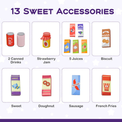 Kids Wooden Supermarket Play Toy Set with Checkout Counter, Purple Play Kitchen Sets at Gallery Canada