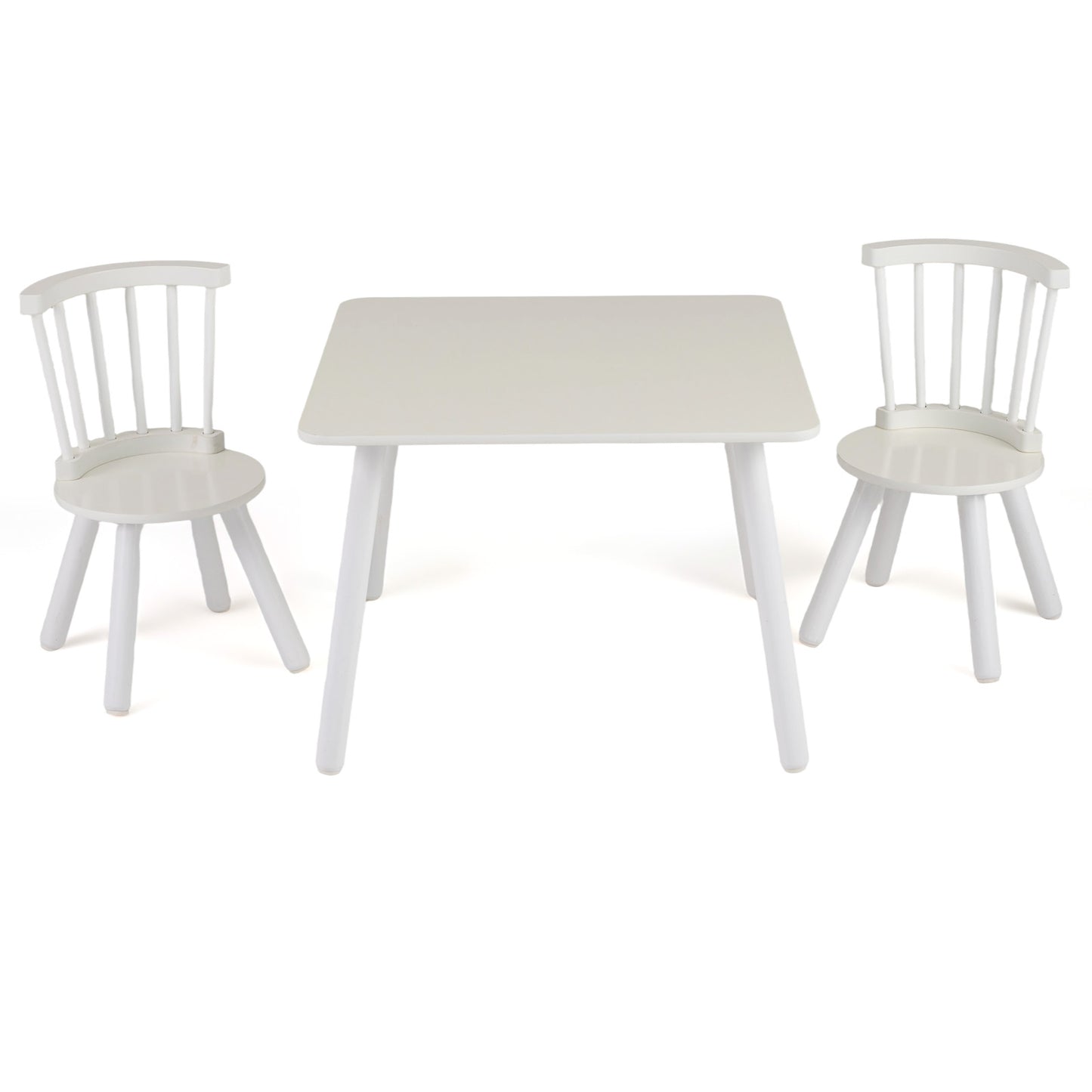 Kids Wooden Table and Chairs Set 3-Piece Toddler Furniture with Pine Wood Frame, White