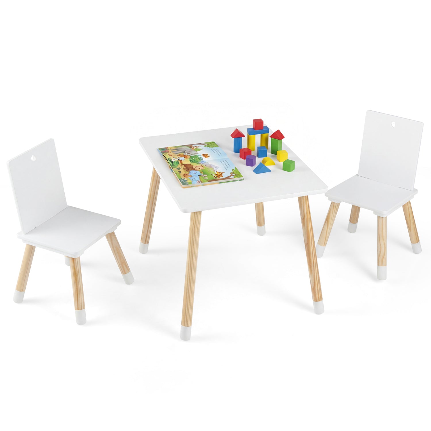 Kids Wooden Table And 2 Chairs Set, White Kids Table & Chair Sets White at Gallery Canada