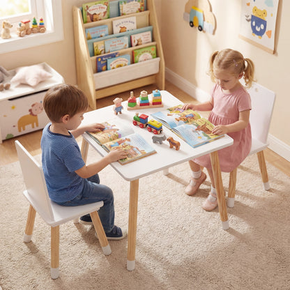 Kids Wooden Table And 2 Chairs Set, White Kids Table & Chair Sets at Gallery Canada