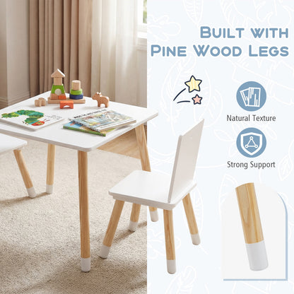 Kids Wooden Table And 2 Chairs Set, White Kids Table & Chair Sets at Gallery Canada