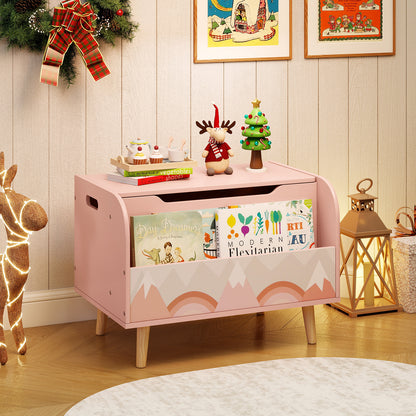 Kids Wooden Toy Box with Front Bookshelf and 4 Solid Wood Legs for Playroom, Pink Kids Storage at Gallery Canada