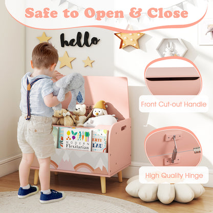 Kids Wooden Toy Box with Front Bookshelf and 4 Solid Wood Legs for Playroom, Pink Kids Storage at Gallery Canada