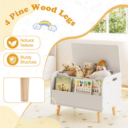 Kids Wooden Toy Box with Front Bookshelf and 4 Solid Wood Legs for Playroom, White Kids Storage at Gallery Canada