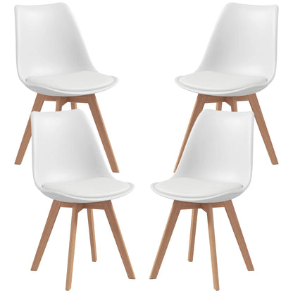 Modern Dining Table Chairs Set of 4, Rubber Wood, PU Leather Cushion Bar Sets White, Natural at Gallery Canada